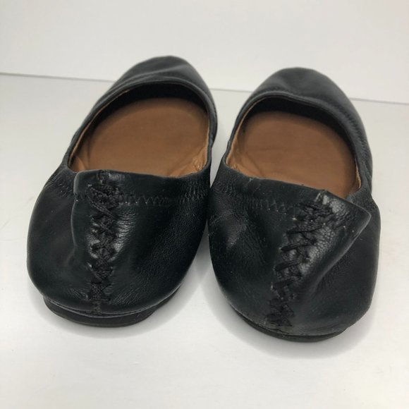 Lucky Brand Comfy Black Leather Emmie Ballet Flats Feminine Classic Trending - Picture 4 of 10